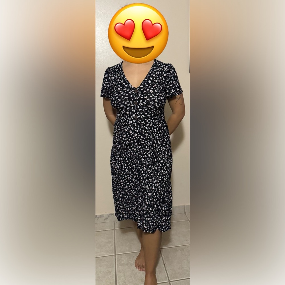 Black Floral Midi Dress